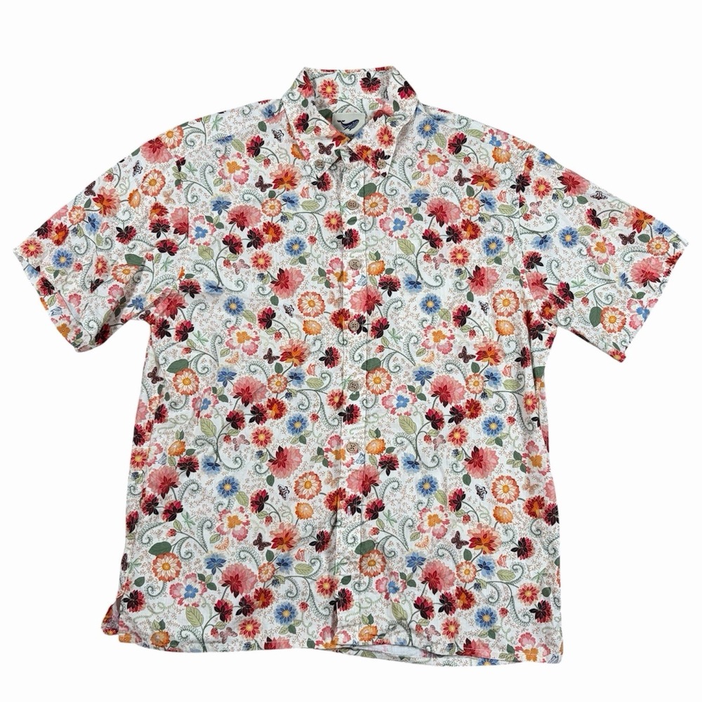 Yiume Mens Floral Hawaiian Shirt Botanical Aloha Button Up Valentine's Day Sz M